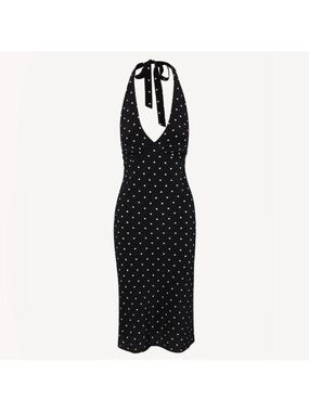 Realisation Par Black and White Polka Dot Halter Midi Dress